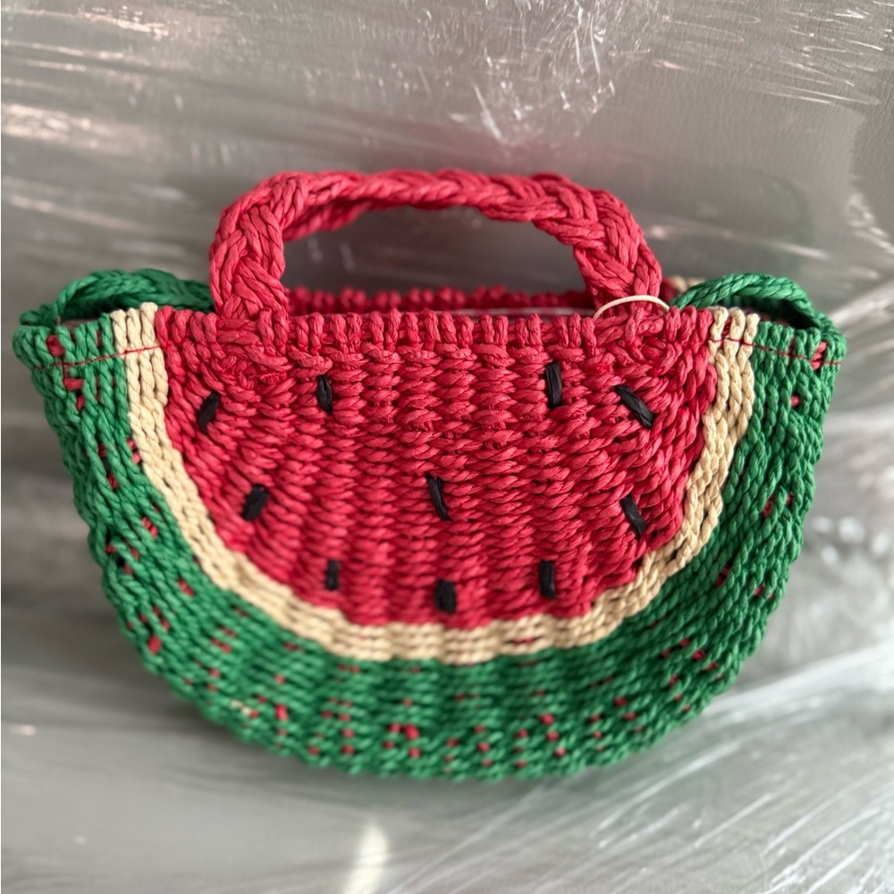 Zara Pink and Green Woven Bag